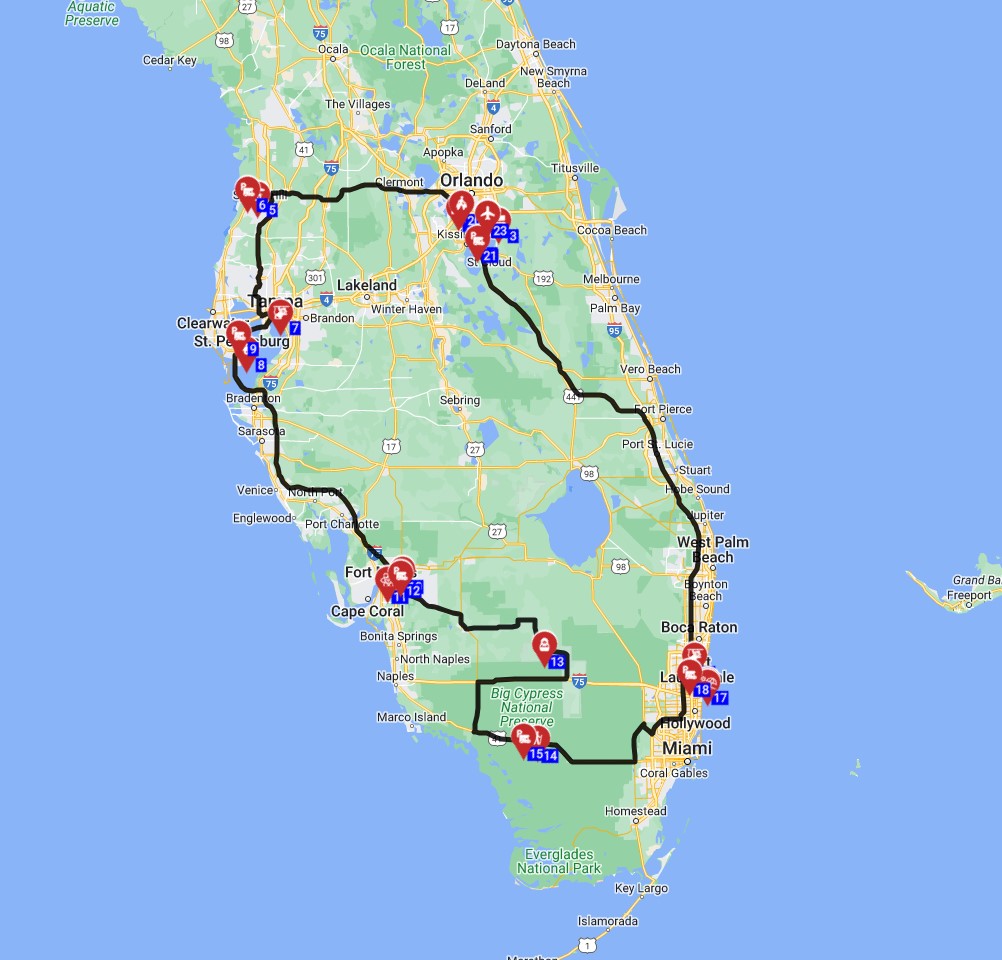 USA Motorhome RV journey out of Orlando Florida motorhome rent  and plan your trip